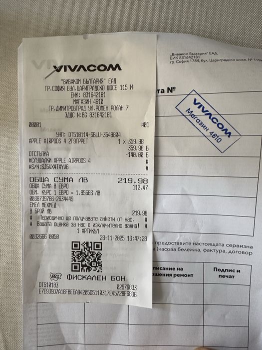 Apple Airpods 4th Gen неразопаковани с гаранция