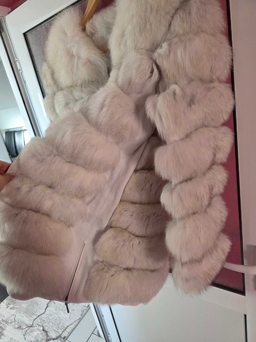 Палто 3в 1 от естествена кожа и пух от лисица! Размер с/м
