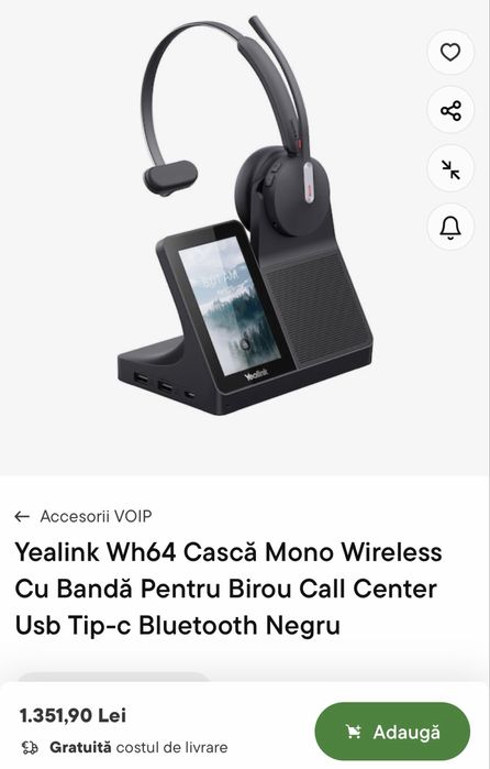 Yealink WH64 Casca Bluetooh NOUA
