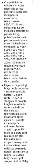 Suport  TV   reglabil,  diagonala  32-80  inch,  Negru - Sigilat