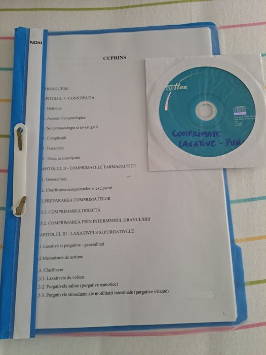 Vând Proiect Licență pt Scoala Postliceala de Farmacie