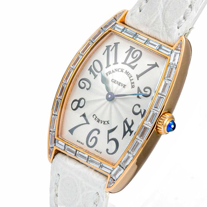 Franck Muller Cintree Curvex 18K Rose Gold Baguette Diamond 1752 QZ D BAG5N