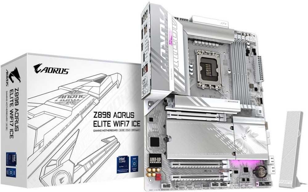 Белая Материнская плата GIGABYTE Z890 AORUS ELITE WIFI 7 ICE
