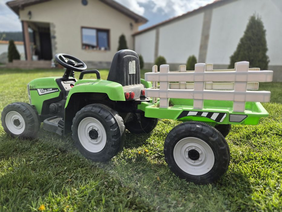Електрически трактор за деца Mappy Farm 611, Ремарке, Зелен/Черен