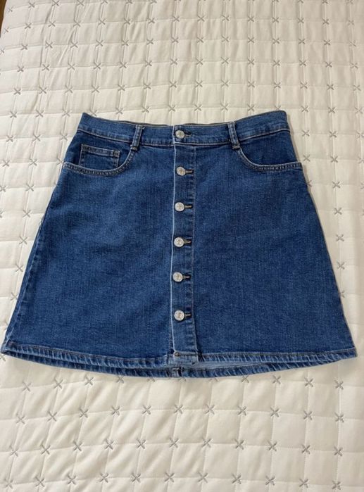 Плисирана поли HM/ дънкова пола Манго