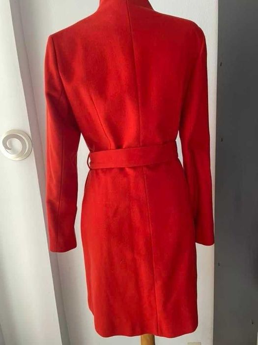 Palton lana wool 80% marime fexibila S-L rosu stare foarte buna