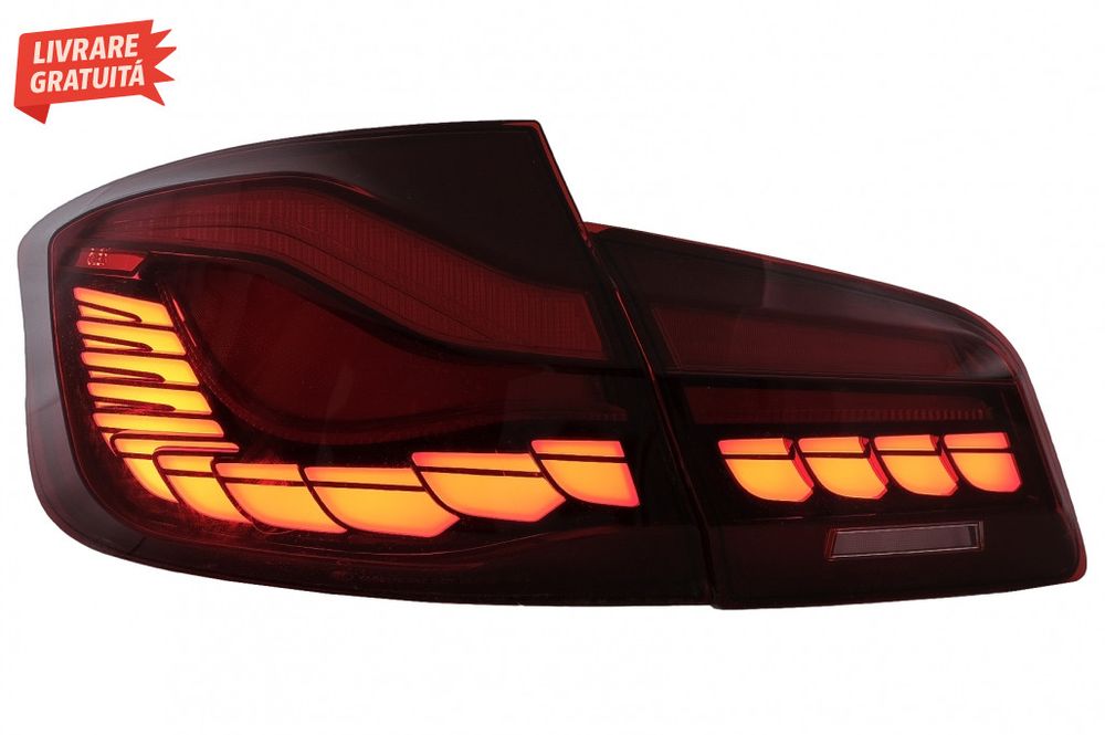 Stopuri OLED BMW Seria 5 F10 (2011-2017) Rosu Clar cu semnal dinamic