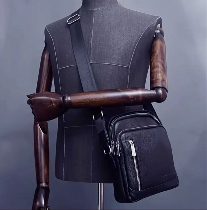 Мъжка изискана и луксозна кожена чанта /Черна естест•кожа -9% Промоция