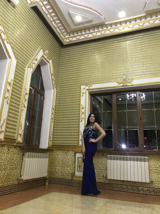 Вечернее синее платье