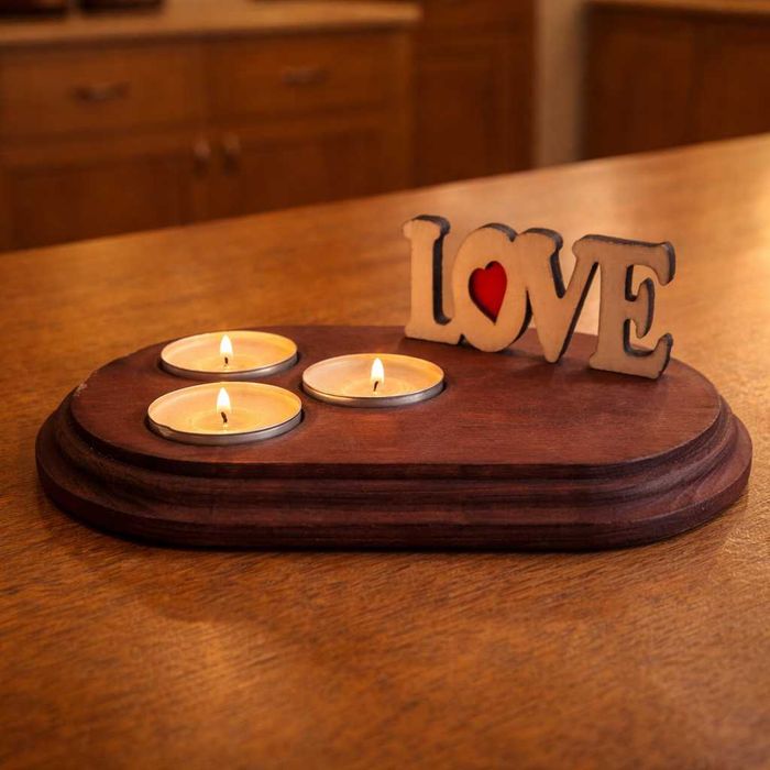 Дизайнерски ръчно изработени свещници от дърво