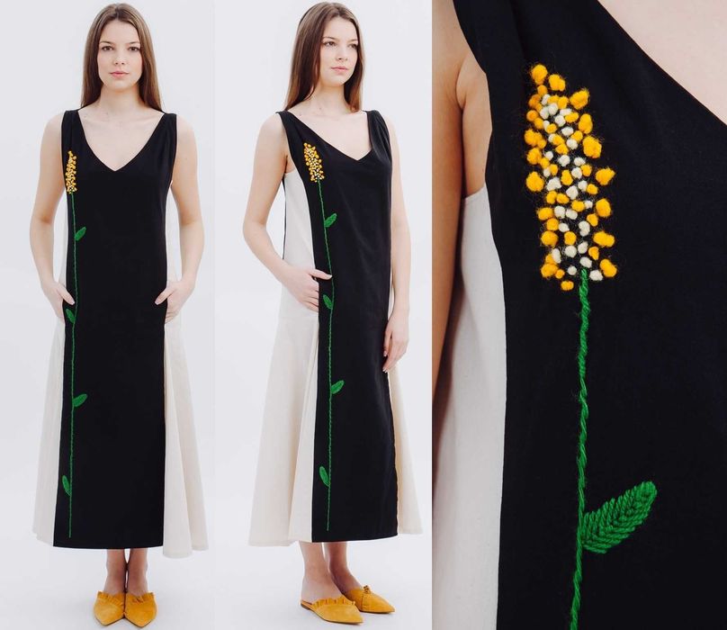 Rochie lunga cu broderie, Nicoleta Obis, marimea M, noua