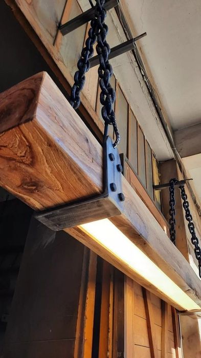 Дървени полилей. Рустик лампи