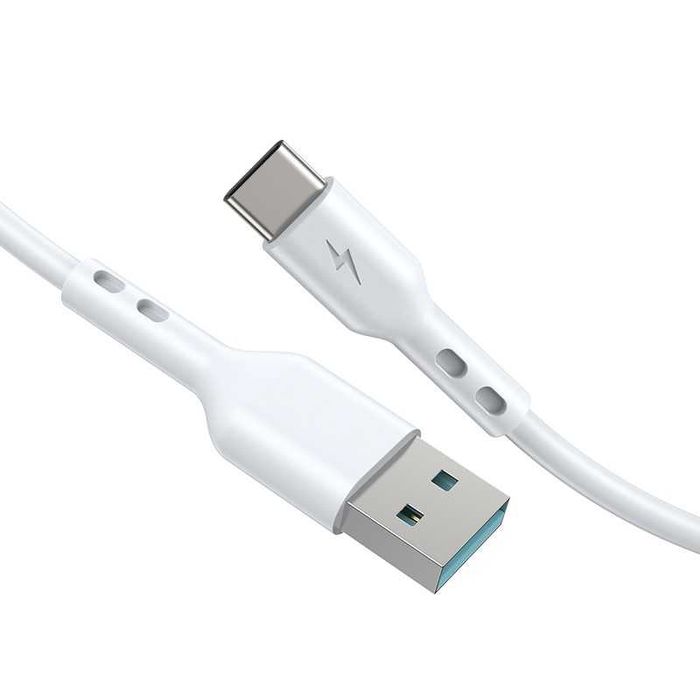 Кабел USB / USB-C, 3A, 2 метра, бял - BWOO