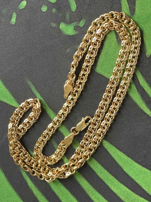Продавам златно синджирче проба 585 плетка двойно арабски Бисмарк 30g