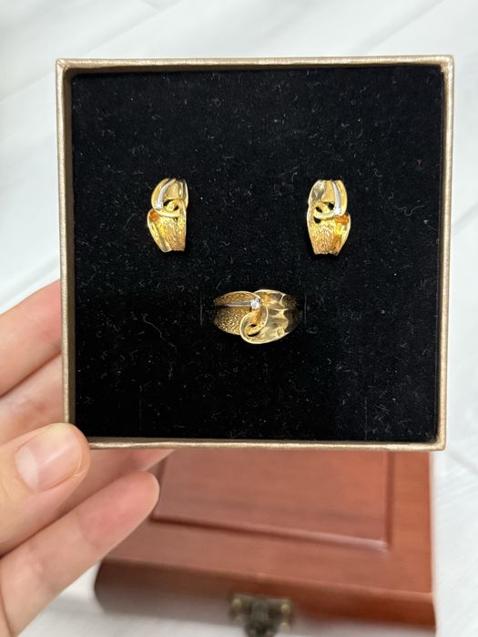 Серьги и кольцо 10,16 грамм 585 желтое золото