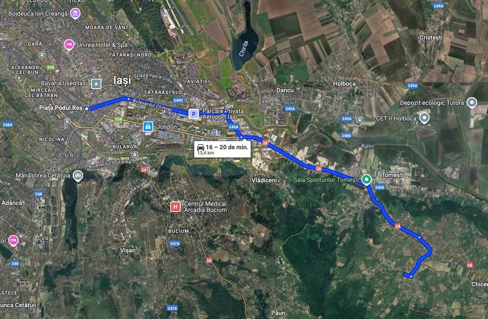 Teren Goruni - Tomești, intravilan, 1693 mp cu utilități si asfalt