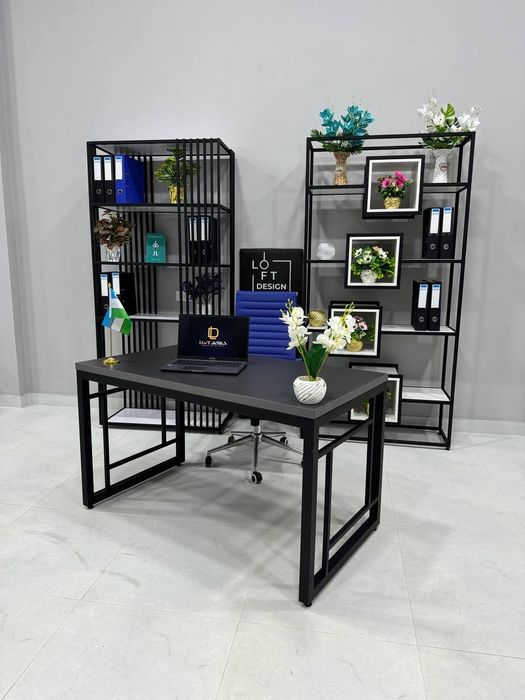 Loft uslubidagi yozuv stoli Samarqand mebel shkaf 
Ishxonangizni chiro