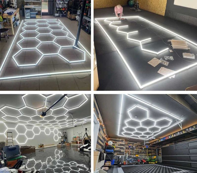 Lumini Hexagon Showroom Detailing Service Garaj Salon Sala LED