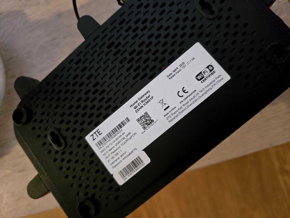 Wi-Fi Router ZTE ZXHN H3601P