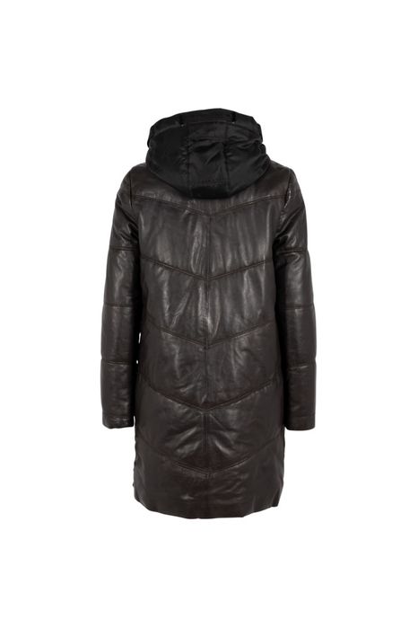 Geaca Lunga de Iarna din Piele Dama Gipsy Maro Inchis GWVallie