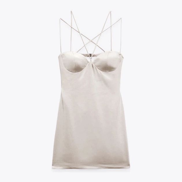 Нова рокля Zara, S, цвят шампанско, с етикет