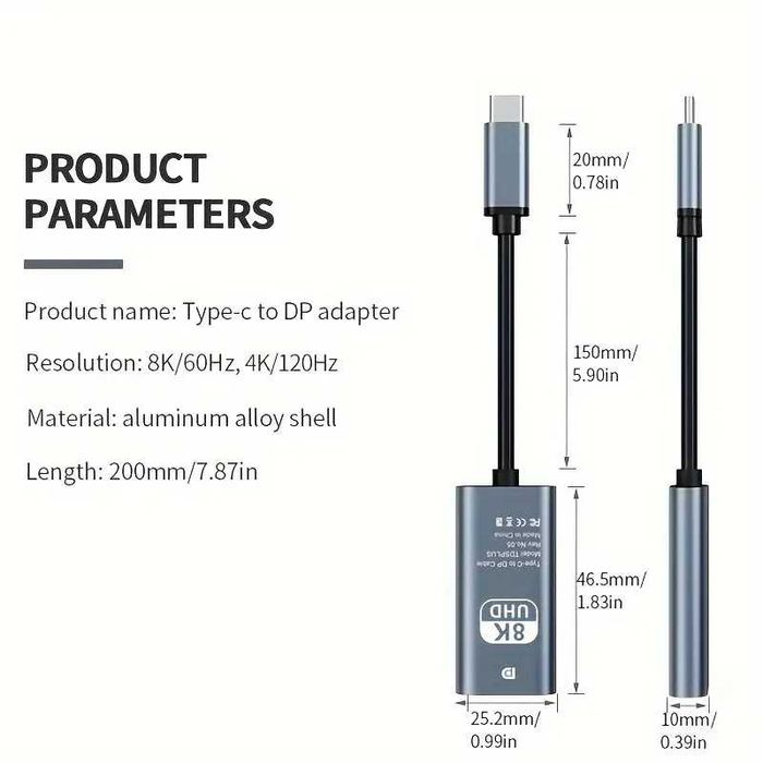 Адаптер USB 3.1 (Type-C) к DP 8К