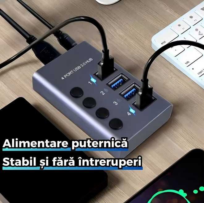 4-в-1 USB 3.0 Хъб PRESTIGE CHARGE® – Алуминиев корпус, 5Gbps трансфер