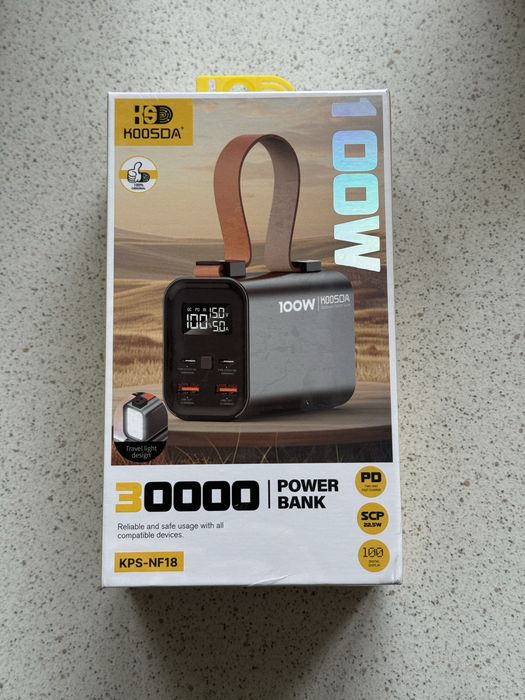 30.000 mah 100W 4 Ports Power Bank with light