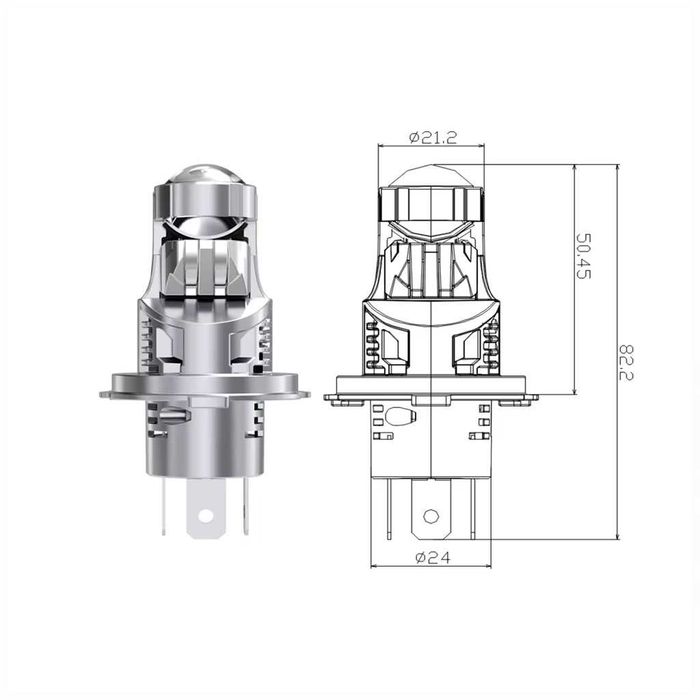 LED PROJECTOR Диодни крушки H4 240W 12V 350% светлина, крушки с лупи