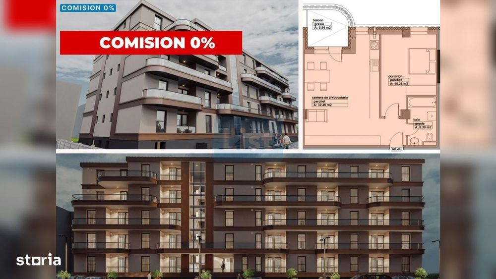 Apartament de vanzare, 2 camere, lift, bloc nou, finisat, comision 0% — fotografia 1