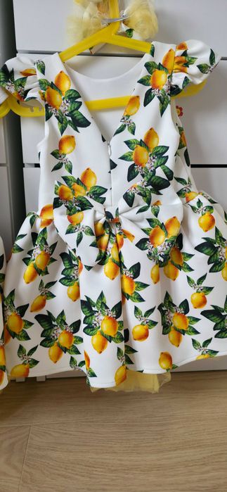 Детска рокля лимони, жълта