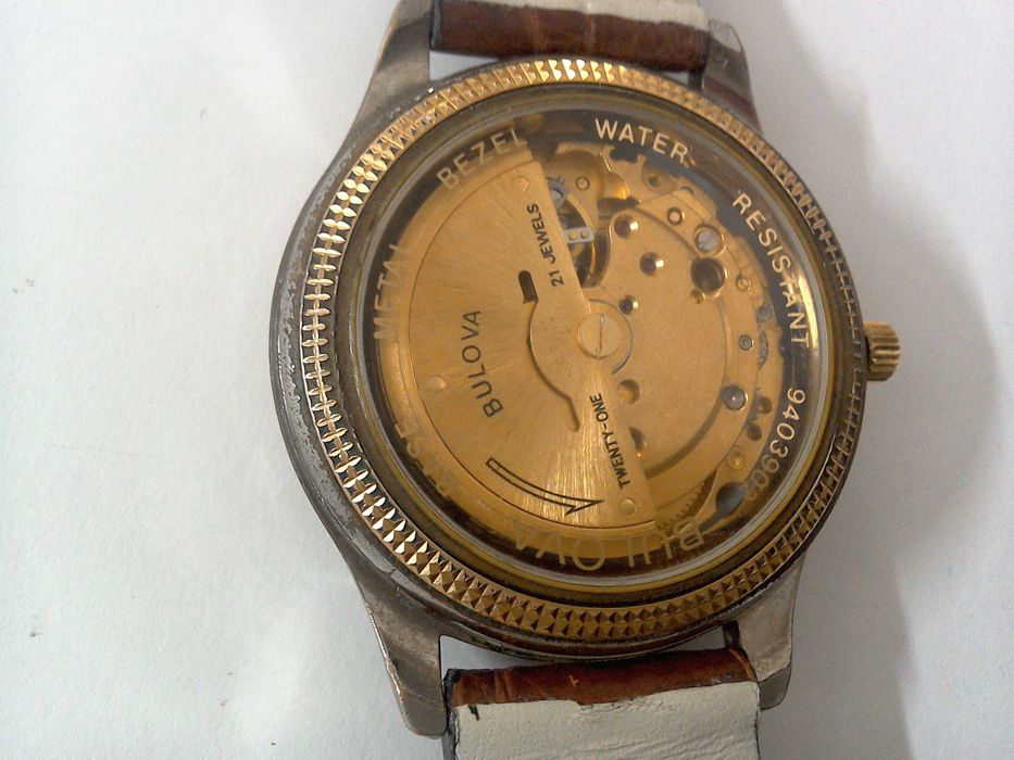 Ceas elvetian automatic BULOVA 21 rubine 37 x 43 mm fc, curea crocodil
