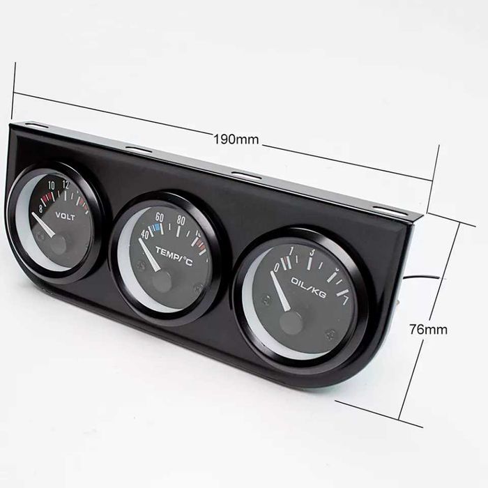 Измервателни уреди комплект 3бр тип VDO волтметър темп. налягане масло