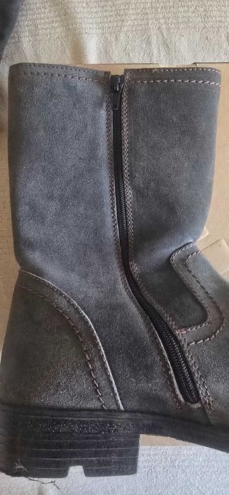 Мъжки зимни високи боти Tom Tailor, сиви, естествен набук и вълна.