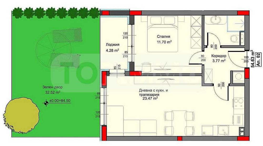 Продава се Двустаен апартамент в Варна, Аспарухово - 94 кв.м за 741 €/кв.м - Снимка #1