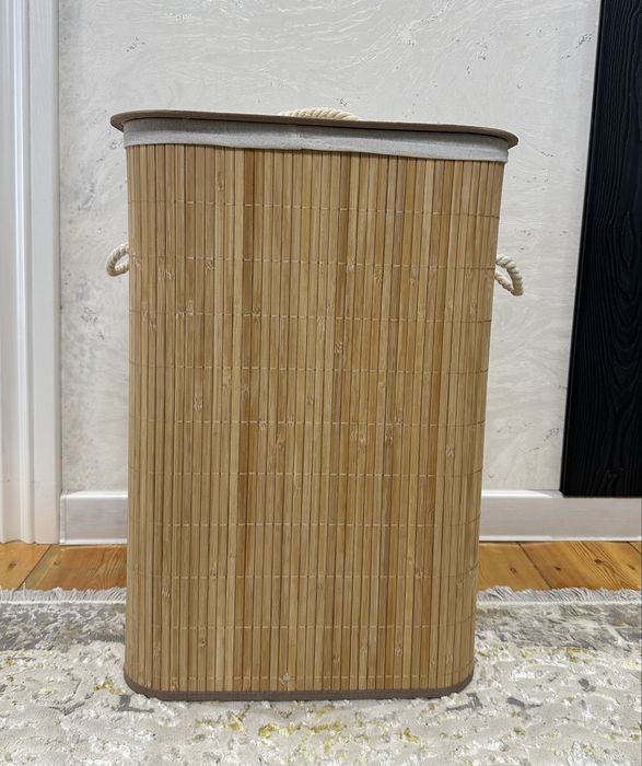 Новая корзина для белья из бамбука с крышкой | В наличии