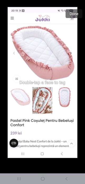 Vand baby nest roz cu volanase curat JUKKI