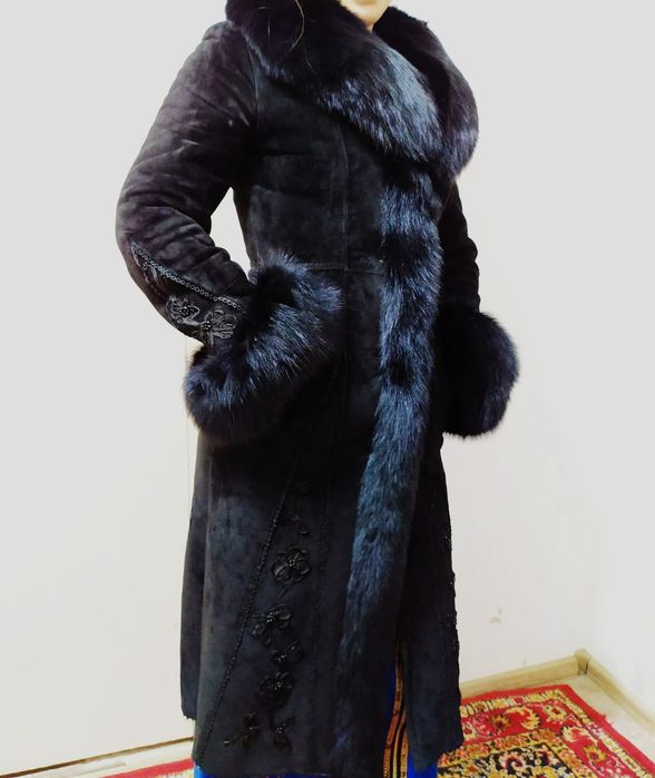 Дубленка натуралка с лисой