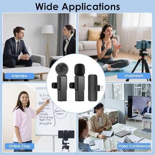 Нов Безжичен лавалиерен микрофон 2 броя iPhone Android USB-C Lightning