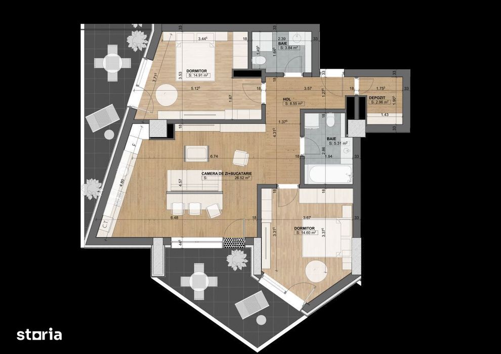 Apartament modern cu 3 camere - Ansamblul Evolution