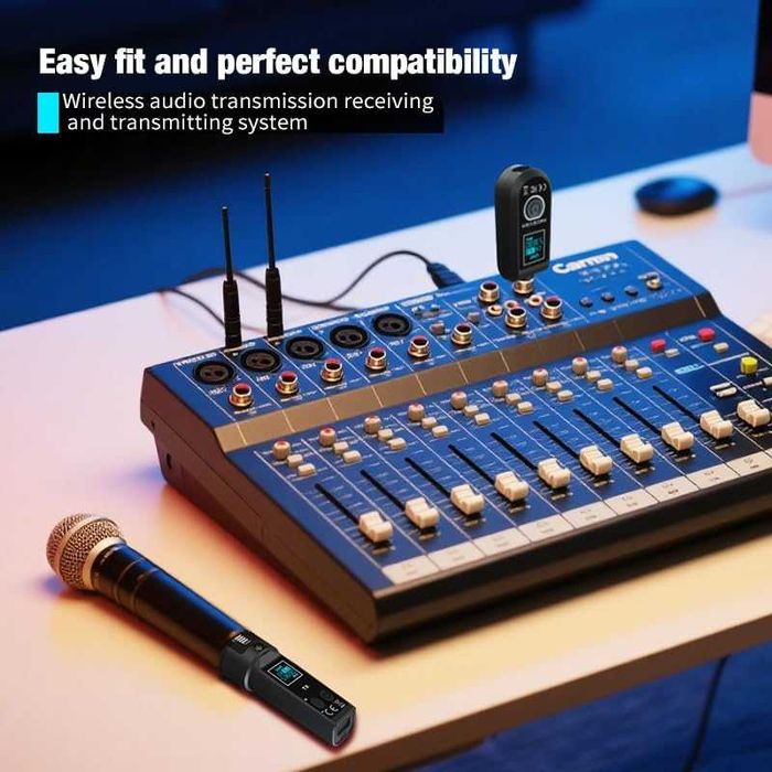 Upgrade D Version 2.4GHz Wireless XLR Transmitter & Receiver – безжична система за микрофони, миксери и инструменти (1 Receiver + 2 Emitters)