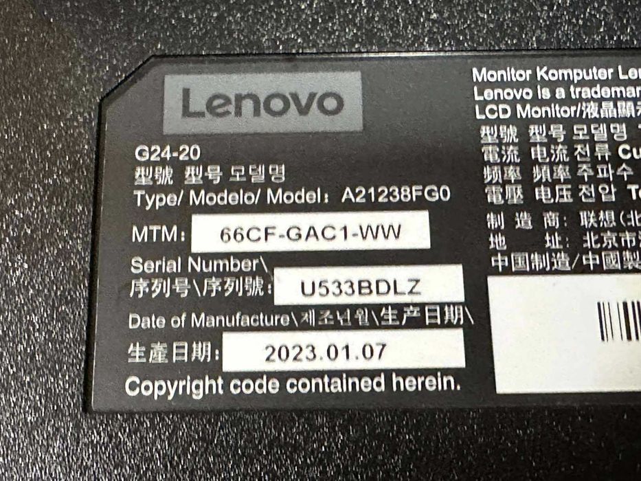 Продавам гейминг монитор Lenovo G24-20 23.8" 165Hz IPS