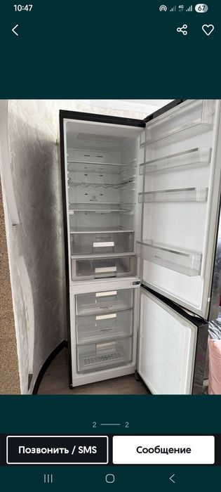 Холодильник LG стеклянный черный