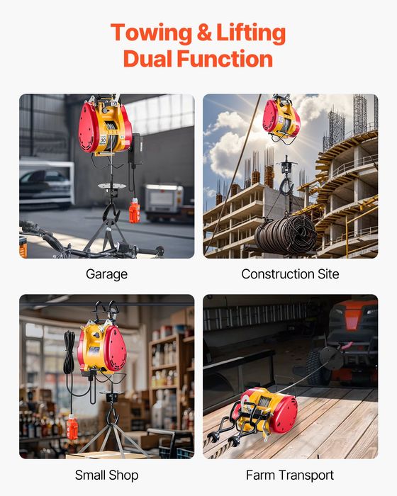 Troliu Electric 2-in-1,499kg,1800W,30m inaltime,Control Remot