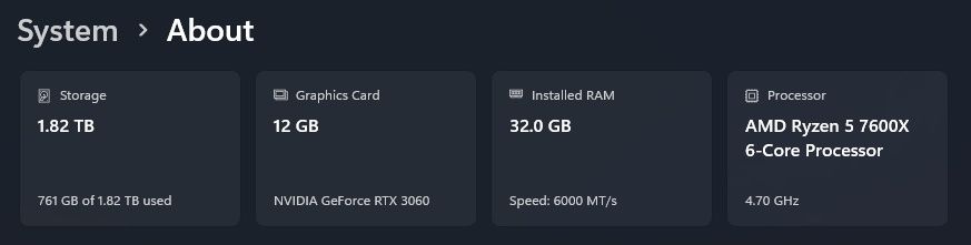 PC Gaming  •  Ryzen 5 7600X  •  RTX 3060 12GB  •  32GB RAM  •  2TB SSD