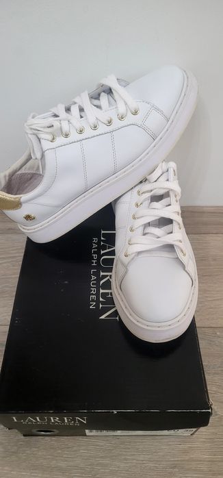 Sneakers Ralph Lauren albi, mărimea 39 – piele premium
