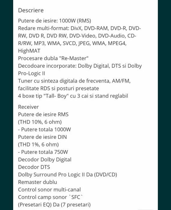 Homme cinema,Sistem Panasonic