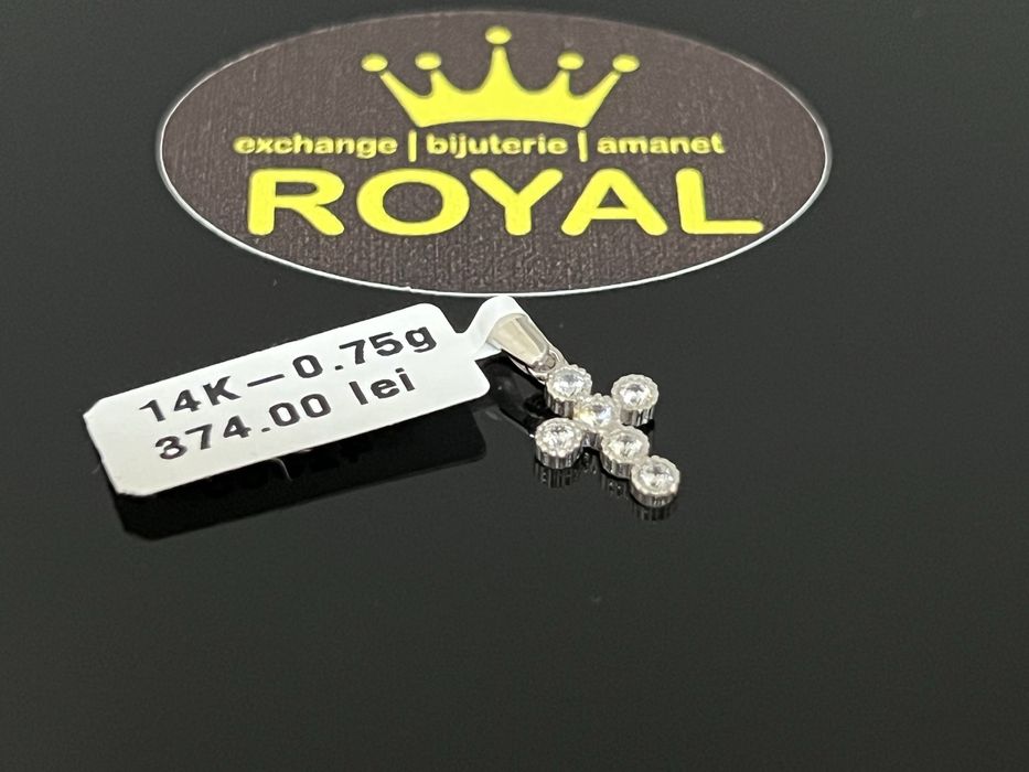 Bijuteria Royal CB : Pandantiv cruce aur alb 14k 0,75 grame