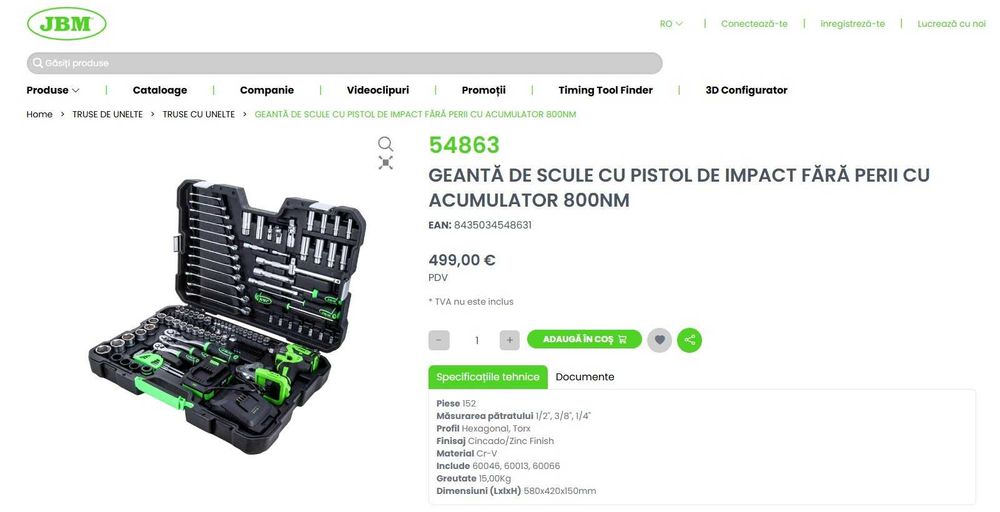 Trusa de scule cu pistol de impact, fara perii cu acumulator  800NM