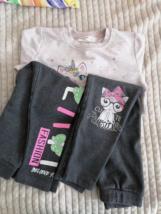 2 бр. плътни детски панталони + блуза за момиче размер 104